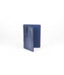 Etui passeport cuir autruche et vache en cuir bleu