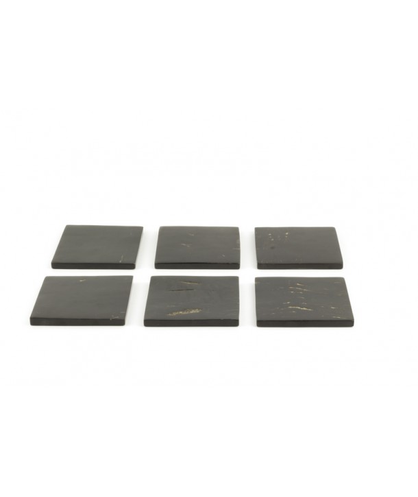 Set of 6 square coasters in black horn