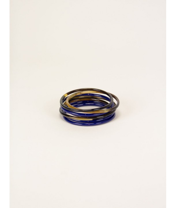 Indigo Blue Lacquered Seven-band Bracelets