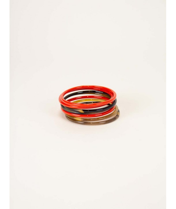 Orange lacquered Seven-band bracelets