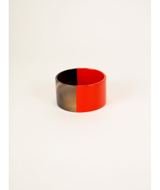 Broad orange lacquered bracelet