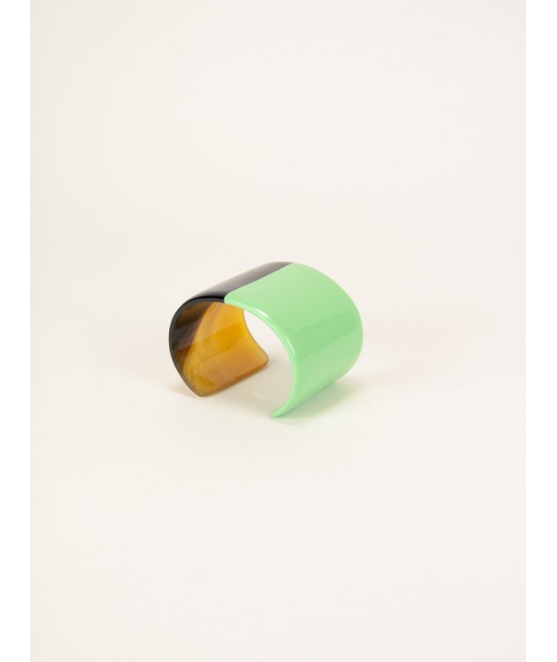 Mint green lacquered natural horn cuff
