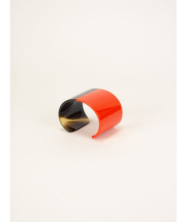 Orange lacquered natural horn cuff