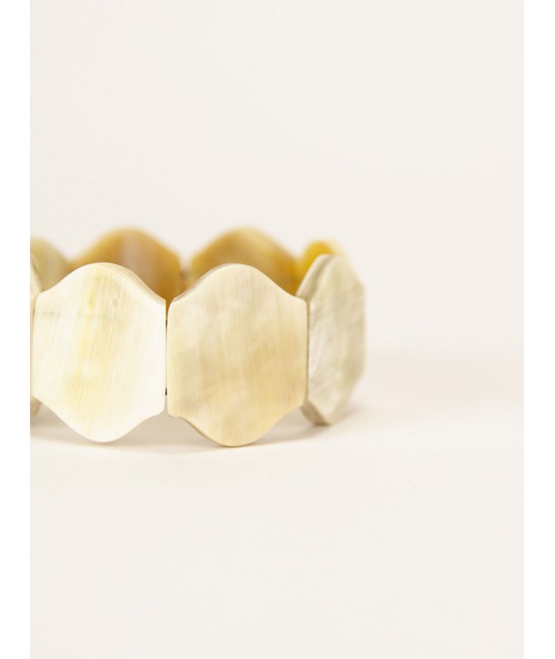 "Waves" style elastic bracelet in blond horn