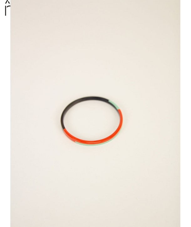 Bracelet jonc, laque bicolore orange vert