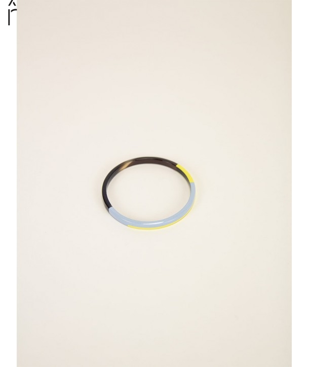 Bracelet jonc, laque bicolore jaune bleu