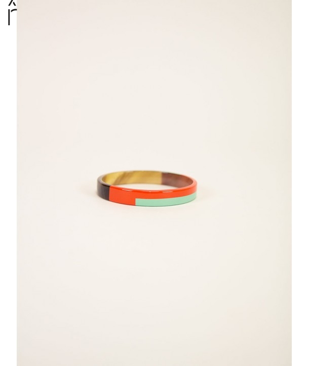 Bracelet jonc fin, laque bicolore orange vert