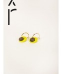 Boucles d'oreilles anneau laqué jaune et pastille sabot