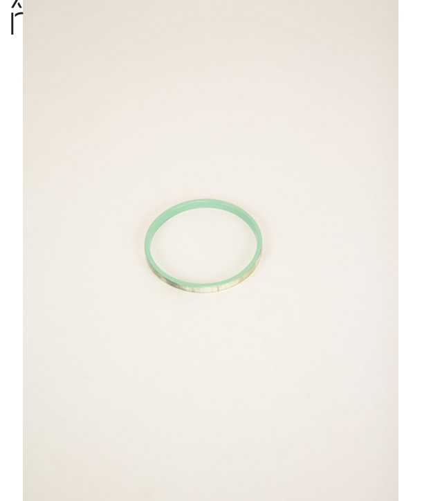 Thin Bandeau bracelet in blond horn and green lacquer