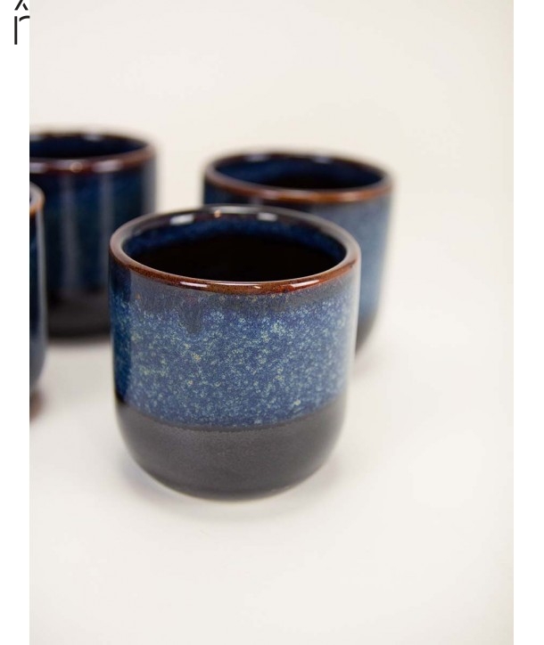 Set of 6 blue Hoa Bien cups