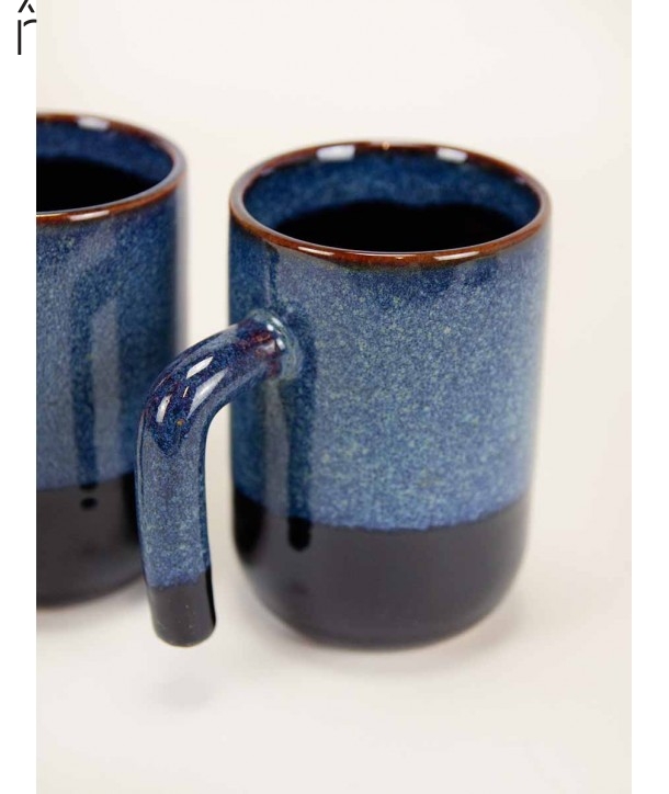Set of 2 Hoa Bien ceramic mugs - blue