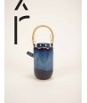 Hoa Bien blue ceramic teapot - rattan handle