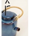 Hoa Bien blue ceramic teapot - rattan handle