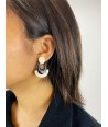 Geometric earrings in blond and black horn