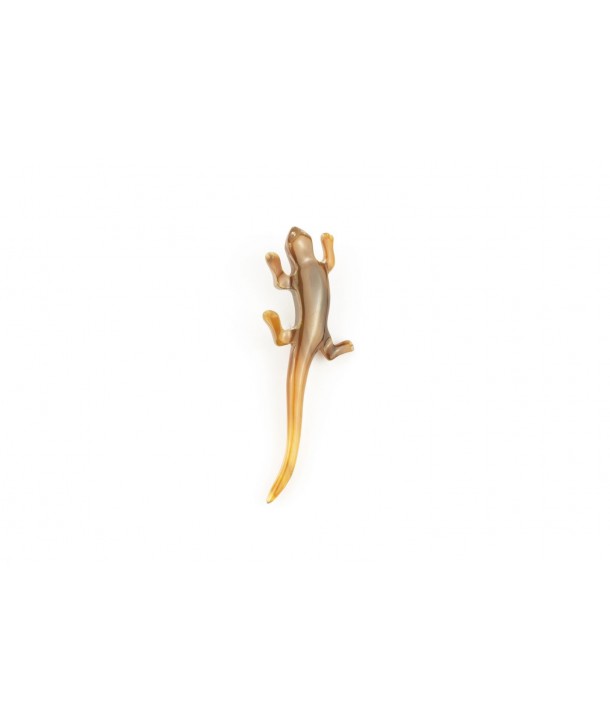Lizard brooch in blond horn