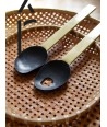 African black horn with yellow laquer salad servers