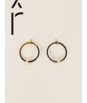 Boucles d'oreilles grand anneau et petit anneau laqués beige et kaki