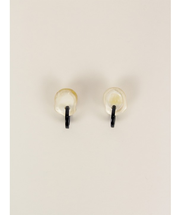 Boucles d'oreilles coton en corne blonde et noire