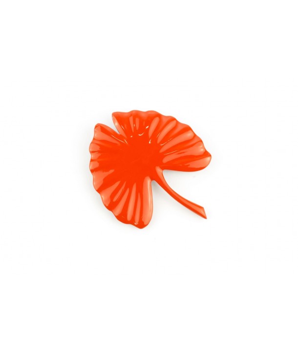 Grande broche gingko laquée orange