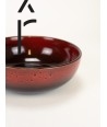 Set of 4 Hoa Bien red ceramic shallow bowls