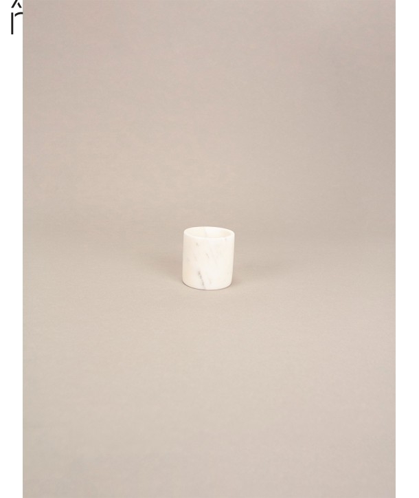 Round candle holder made of Nghe An white veined marble
