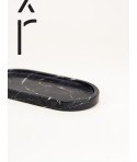 Plateau oval en marbre noir