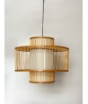 Large suspension light in bamboo and silk