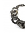 3-size flat oval rings long necklace in marbled black horn