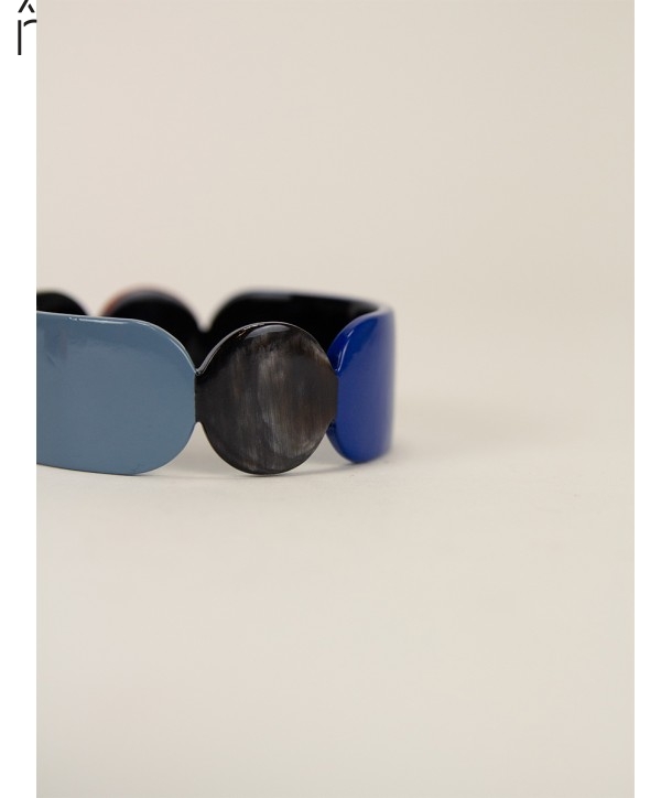 Bracelet 25 Totem en corne noire et laque Bleu