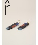Nymph hoops earrings 75 in black horn and Blue lacquer trio