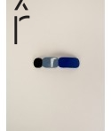 Barrette Totem en corne noire et laque Bleu