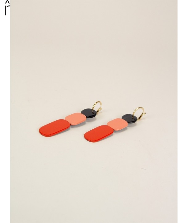Totem hoops earrings 75 in black horn and Roux lacquer duo