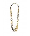 3-size flat oval rings long necklace with cream coffee lacquer