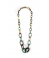 3-size flat oval rings long necklace with emerald green lacquer