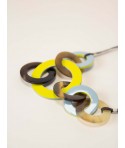 Collier destructuré laqué jaune et bleu