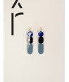 Totem hoops earrings 75 in black horn and Blue lacquer duo