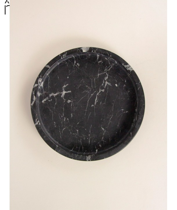 Large round tray Cassiopée in black marble