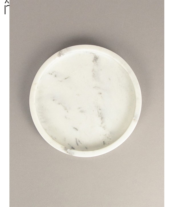 Large round tray Cassiopée in white marble