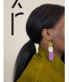 Totem hoops earrings 75 in black horn and Parme lacquer duo