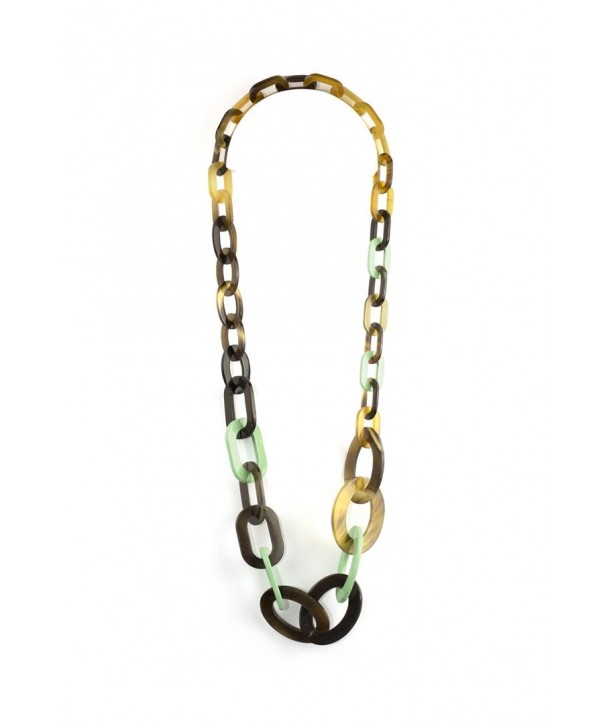 3-size flat oval rings long necklace with mint green lacquer