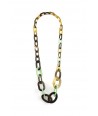 3-size flat oval rings long necklace with mint green lacquer