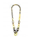 3-size flat oval rings long necklace with golden lacquer