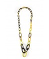 3-size flat oval rings long necklace with golden lacquer