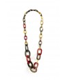 3-size flat oval rings long necklace with red lacquer