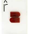 Set of 2 medium Hoa Bien red ceramic platters
