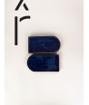 Set of 2 medium Hoa Bien blue ceramic platters