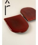 Set of 2 small Hoa Bien red ceramic platters
