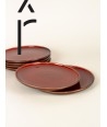 Set of 6 large Hoa Bien red ceramic plates