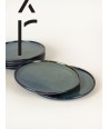 Set of 6 large Hoa Bien blue ceramic plates