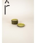 Set of 6 small Hoa Bien green ceramic plates